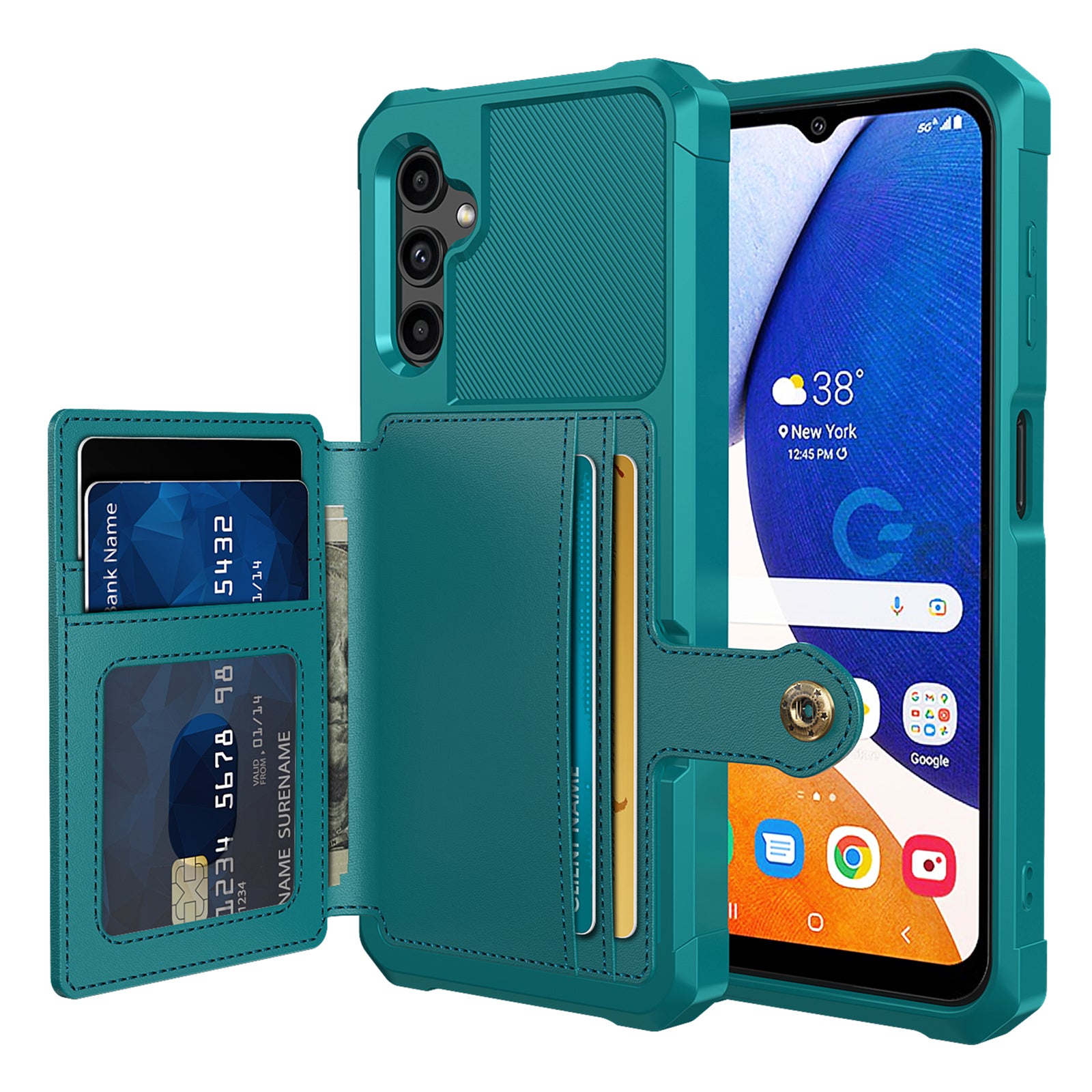 ZM03 for Samsung Galaxy A14 5G A14 4G Fall Protection PU Leather Coated TPU Case Card Holder Kickstand Phone Cover with Magnetic Metal Sheet ZM03 for Samsung Galaxy A14 5G A14 4G Fall Protection PU Leather Coated TPU Case Card Holder Kickstand Phone Cover with Magnetic Metal Sheet